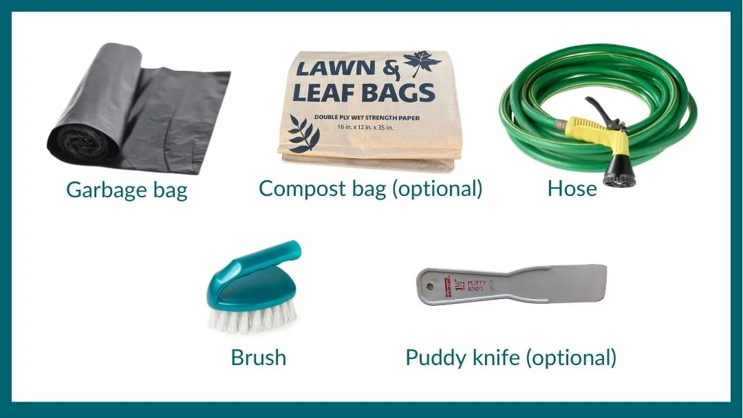 Supplies needed to clean flowerpots when flowers are dead