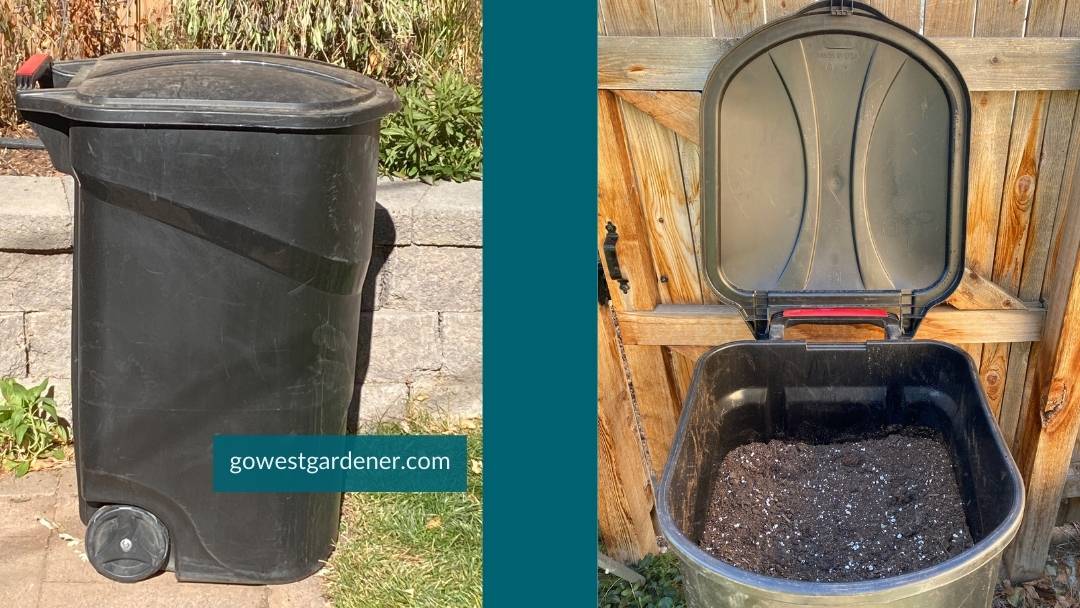 Where to store used potting soil - old garbage cans work well for the dirt