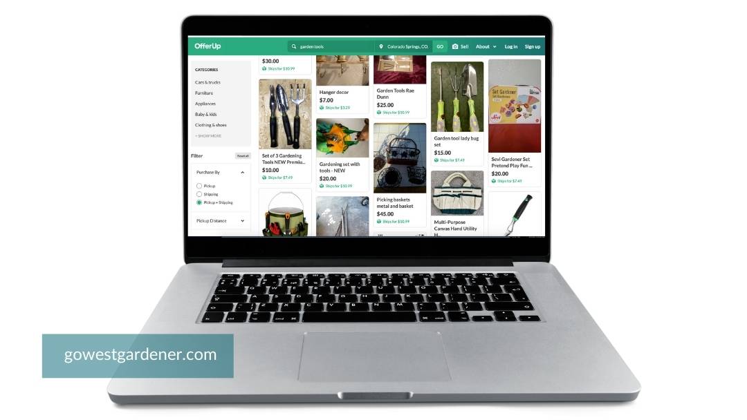 You can find used flower pots and garden tools on neighborhood websites.