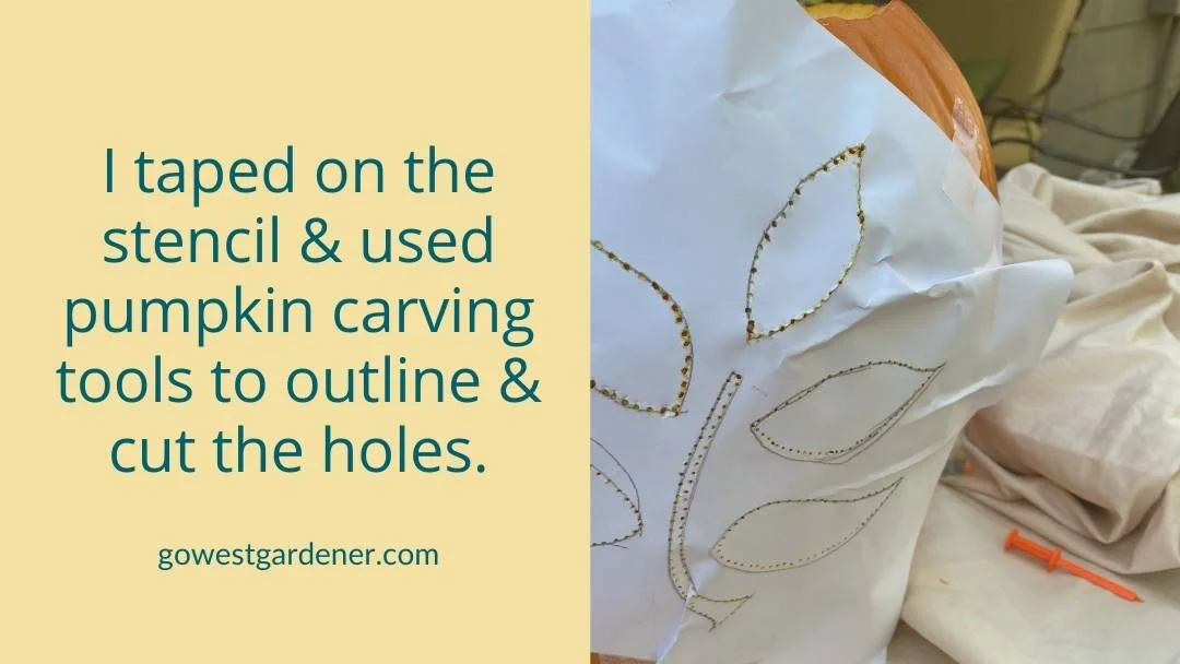 Outline the stencil on the pumpkin and then carve it out.