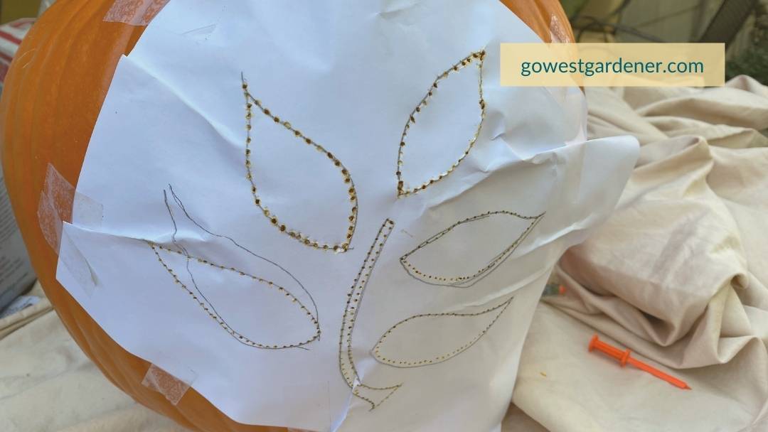 Pumpkin with leaf stencil.